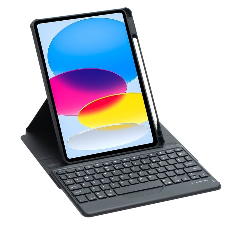 For iPad 10th Gen 10.9 2022 F10B 360 Rotation Acrylic Transparent Bluetooth Keyboard Leather Case(Black)