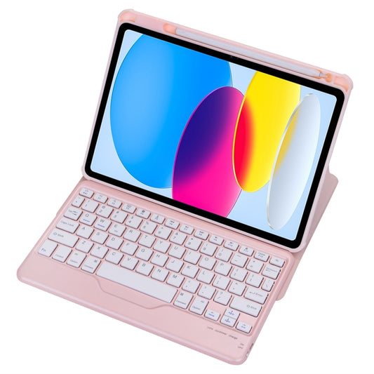 For iPad 10th Gen 10.9 2022 F10B 360 Rotation Acrylic Transparent Bluetooth Keyboard Leather Case(Pink) - Universal by PMC Jewellery | Online Shopping South Africa | PMC Jewellery