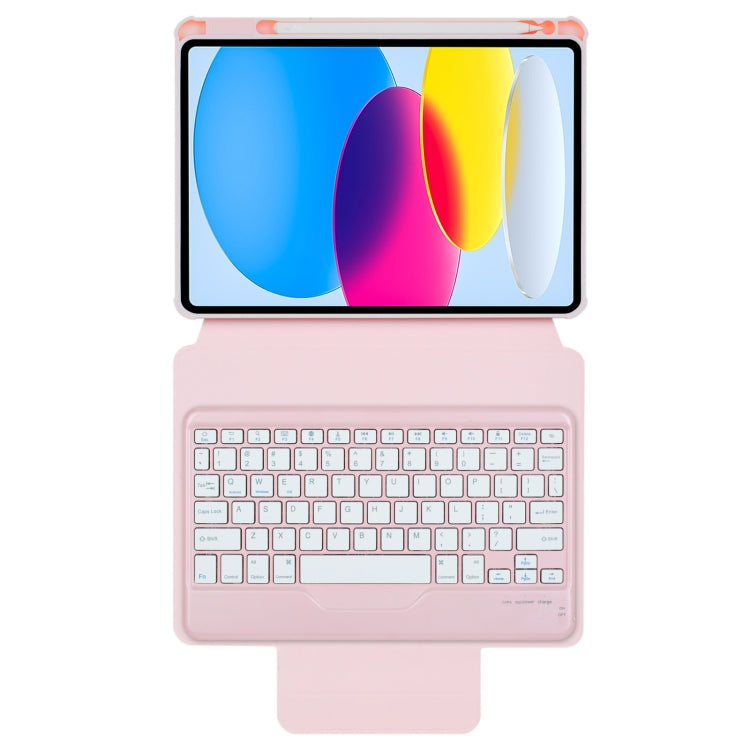 For iPad 10th Gen 10.9 2022 F10B 360 Rotation Acrylic Transparent Bluetooth Keyboard Leather Case(Pink) - Universal by PMC TechLife | Online Shopping South Africa | PMC TechLife