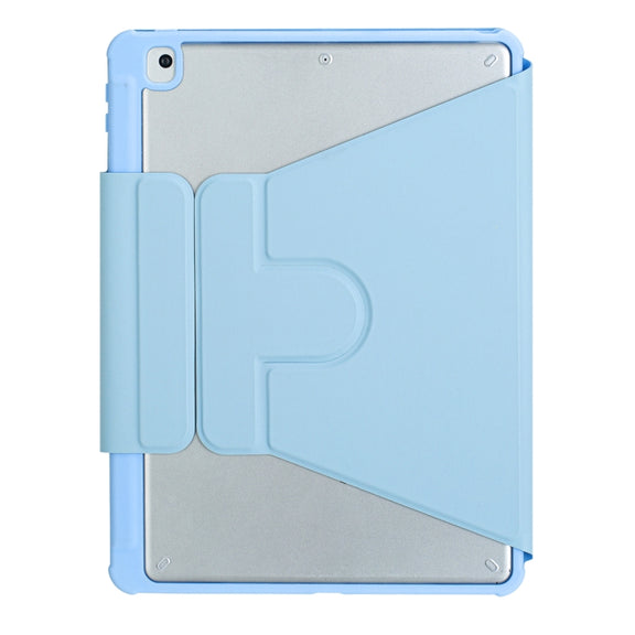 For iPad 11 2025 / 10th Gen 10.9 2022 F10B 360 Rotation Acrylic Transparent Bluetooth Keyboard Leather Case(Blue)