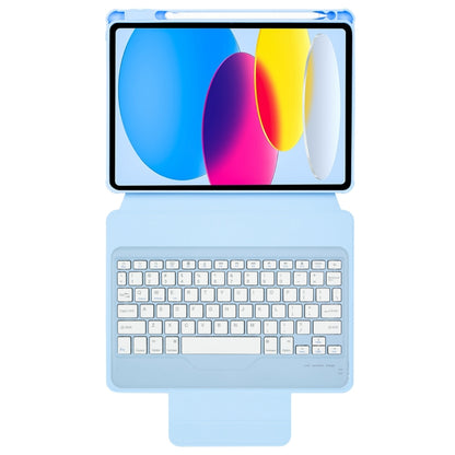 For iPad 11 2025 / 10th Gen 10.9 2022 F10B 360 Rotation Acrylic Transparent Bluetooth Keyboard Leather Case(Blue) - Universal by PMC Jewellery | Online Shopping South Africa | PMC Jewellery | Buy Now Pay Later Mobicred
