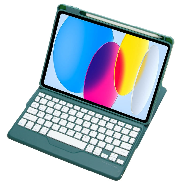 For iPad 10th Gen 10.9 2022 F10B 360 Rotation Acrylic Transparent Bluetooth Keyboard Leather Case(Green) - Universal by PMC TechLife | Online Shopping South Africa | PMC TechLife