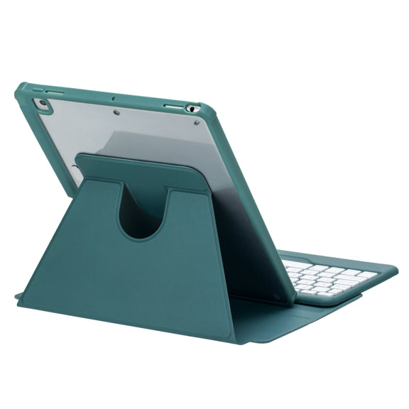 For iPad 10th Gen 10.9 2022 F10B 360 Rotation Acrylic Transparent Bluetooth Keyboard Leather Case(Green)