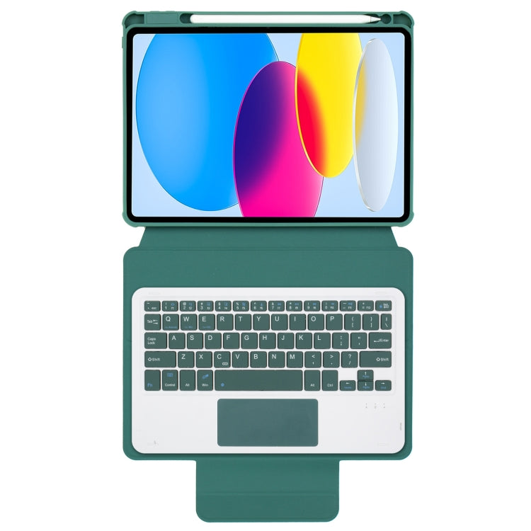 For iPad 10th Gen 10.9 2022 F10B-A 360 Rotation Acrylic Transparent Bluetooth Keyboard Leather Case With Touch Control(Green) - Universal by PMC TechLife | Online Shopping South Africa | PMC TechLife