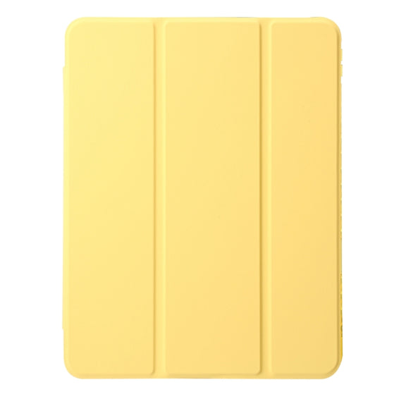 For iPad 2025 / 2022 Clear Acrylic 3-Fold Leather Tablet Case(Yellow)