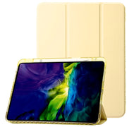 For iPad 2025 / 2022 Clear Acrylic 3-Fold Leather Tablet Case(Yellow)