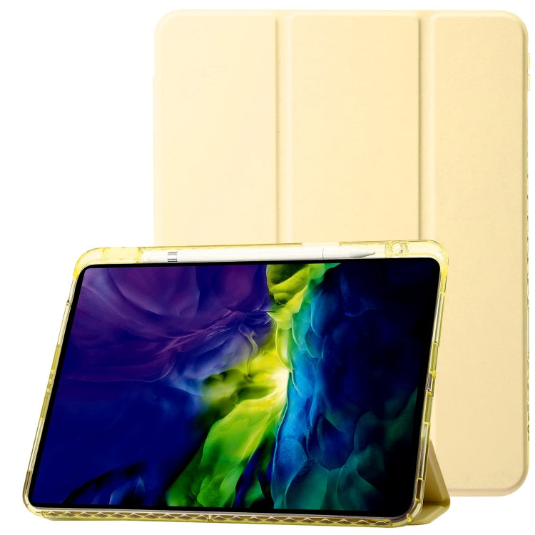 For iPad 2025 / 2022 Clear Acrylic 3-Fold Leather Tablet Case(Yellow)