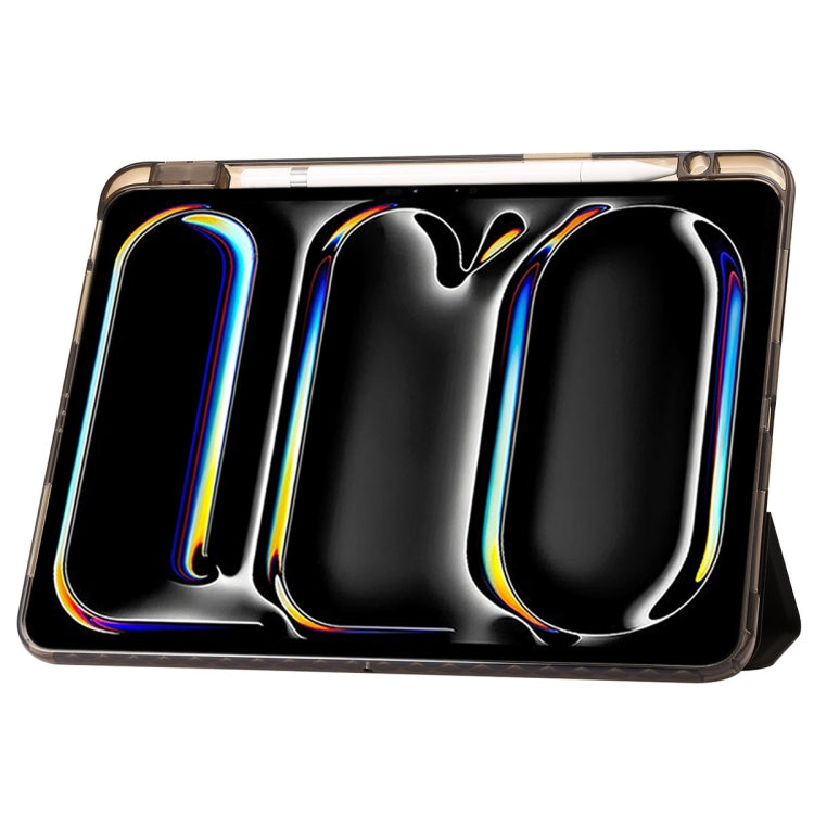 For iPad Pro 13 2024 Clear Acrylic 3-Fold Leather Tablet Case(Black) - iPad Pro 13 2024 Cases by PMC TechLife | Online Shopping South Africa | PMC TechLife | Buy Now Pay Later Mobicred