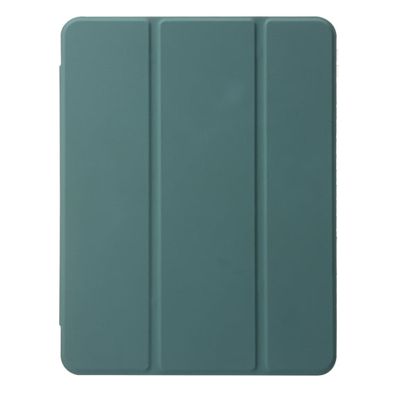 For iPad Pro 13 2024 Clear Acrylic 3-Fold Leather Tablet Case(Dark Green)