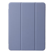For iPad Pro 13 2024 Clear Acrylic 3-Fold Leather Tablet Case(Lavender Purple)