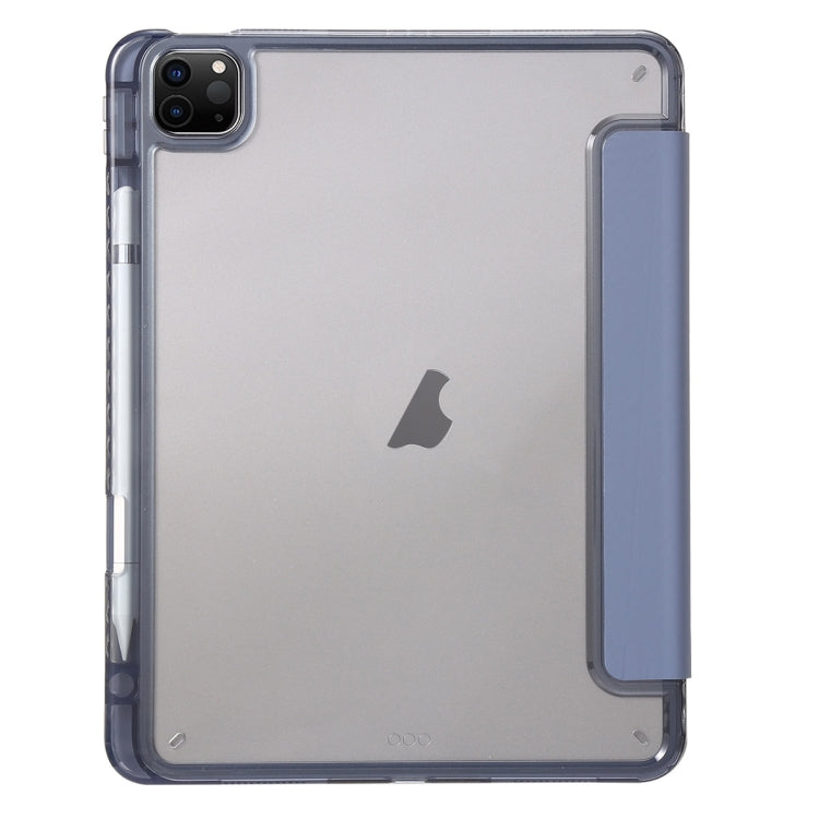 For iPad Pro 13 2024 Clear Acrylic 3-Fold Leather Tablet Case(Lavender Purple)