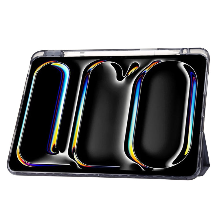 For iPad Pro 13 2024 Clear Acrylic 3-Fold Leather Tablet Case(Lavender Purple) - iPad Pro 13 2024 Cases by PMC TechLife | Online Shopping South Africa | PMC TechLife | Buy Now Pay Later Mobicred