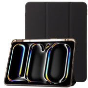 For iPad Air 11 2025 / 2024 Clear Acrylic 3-Fold Leather Tablet Case(Black)