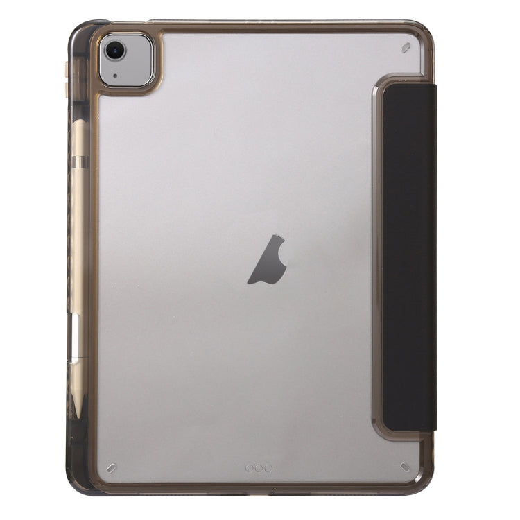 For iPad Air 11 2025 / 2024 Clear Acrylic 3-Fold Leather Tablet Case(Black)
