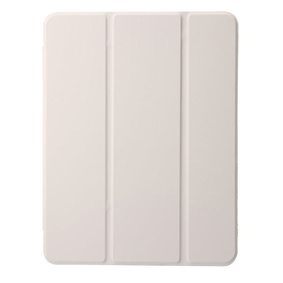 For iPad Air 11 2025 / 2024 Clear Acrylic 3-Fold Leather Tablet Case(Grey)