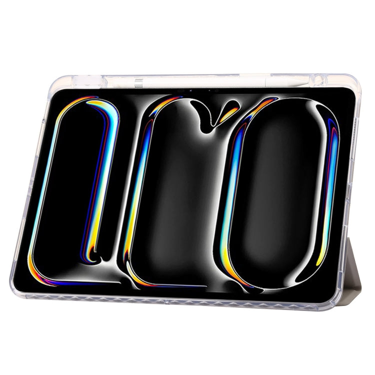 For iPad Air 11 2025 / 2024 Clear Acrylic 3-Fold Leather Tablet Case(Grey) - iPad Air 11 2025 / 2024 Cases by PMC TechLife | Online Shopping South Africa | PMC TechLife | Buy Now Pay Later Mobicred