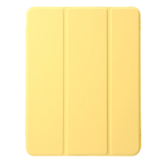 For iPad Air 11 2025 / 2024 Clear Acrylic 3-Fold Leather Tablet Case(Yellow)