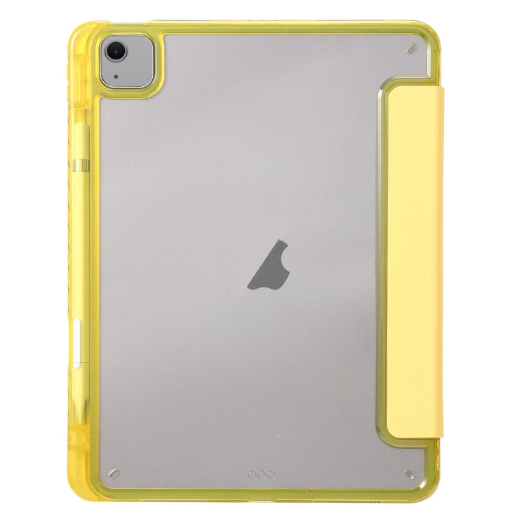 For iPad Air 11 2025 / 2024 Clear Acrylic 3-Fold Leather Tablet Case(Yellow) - iPad Air 11 2025 / 2024 Cases by PMC TechLife | Online Shopping South Africa | PMC TechLife | Buy Now Pay Later Mobicred
