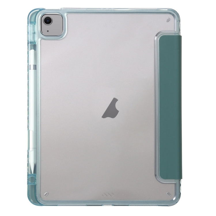 For iPad Air 13 2024 Clear Acrylic 3-Fold Leather Tablet Case(Dark Green) - iPad Air 13 2024 Cases by PMC TechLife | Online Shopping South Africa | PMC TechLife | Buy Now Pay Later Mobicred