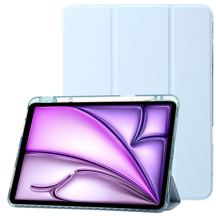 For iPad Air 13 2025 / 2024 Clear Acrylic 3-Fold Leather Tablet Case(Ice Blue) - iPad Air 13 2025 / 2024 Cases by PMC TechLife | Online Shopping South Africa | PMC TechLife | Buy Now Pay Later Mobicred