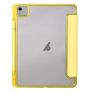 For iPad Air 13 2025 / 2024 Clear Acrylic 3-Fold Leather Tablet Case(Yellow)