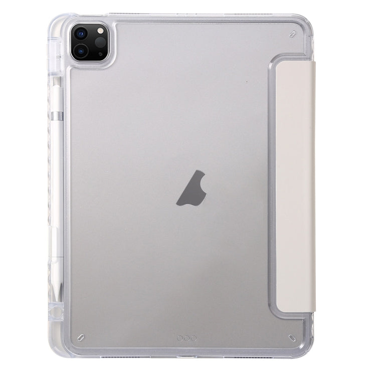 For iPad Pro 11 2024 Clear Acrylic 3-Fold Leather Tablet Case(Grey)