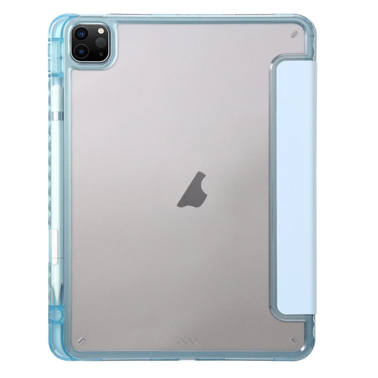 For iPad Pro 11 2024 Clear Acrylic 3-Fold Leather Tablet Case(Ice Blue) - iPad Pro 11 2024 Cases by PMC TechLife | Online Shopping South Africa | PMC TechLife | Buy Now Pay Later Mobicred