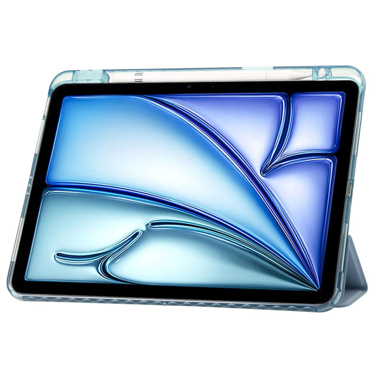 For iPad Pro 11 2024 Clear Acrylic 3-Fold Leather Tablet Case(Ice Blue) - iPad Pro 11 2024 Cases by PMC TechLife | Online Shopping South Africa | PMC TechLife | Buy Now Pay Later Mobicred