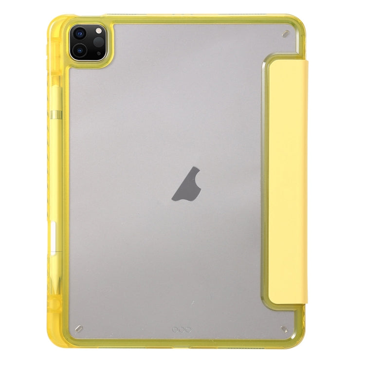 For iPad Pro 11 2024 Clear Acrylic 3-Fold Leather Tablet Case(Yellow) - iPad Pro 11 2024 Cases by PMC TechLife | Online Shopping South Africa | PMC TechLife | Buy Now Pay Later Mobicred