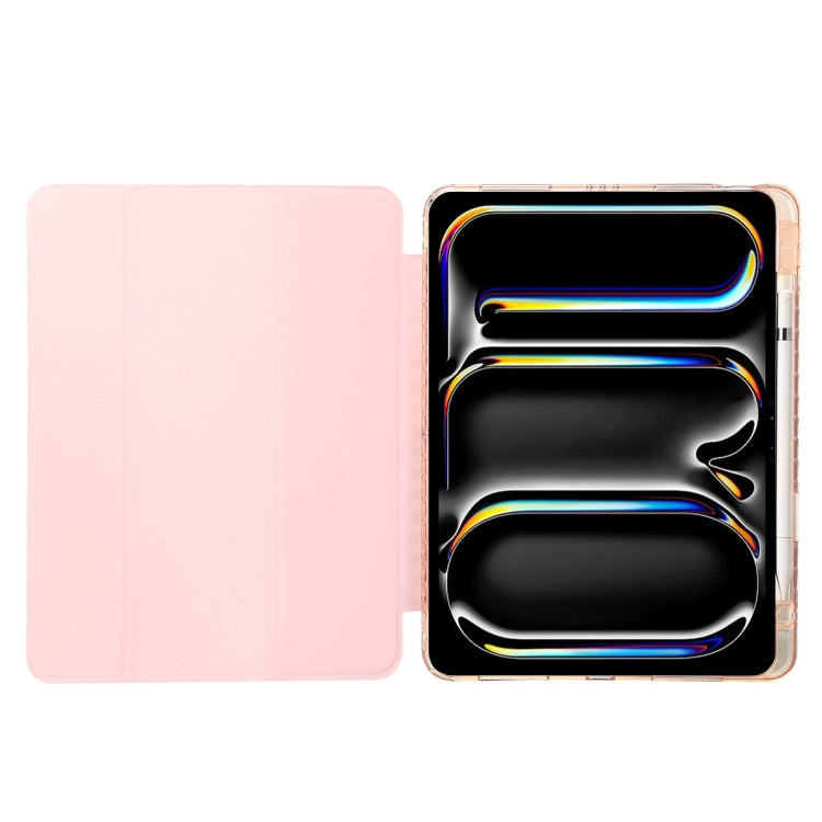 For iPad Pro 11 2024 Clear Acrylic 3-Fold Leather Tablet Case(Black) - iPad Pro 11 2024 Cases by PMC TechLife | Online Shopping South Africa | PMC TechLife | Buy Now Pay Later Mobicred