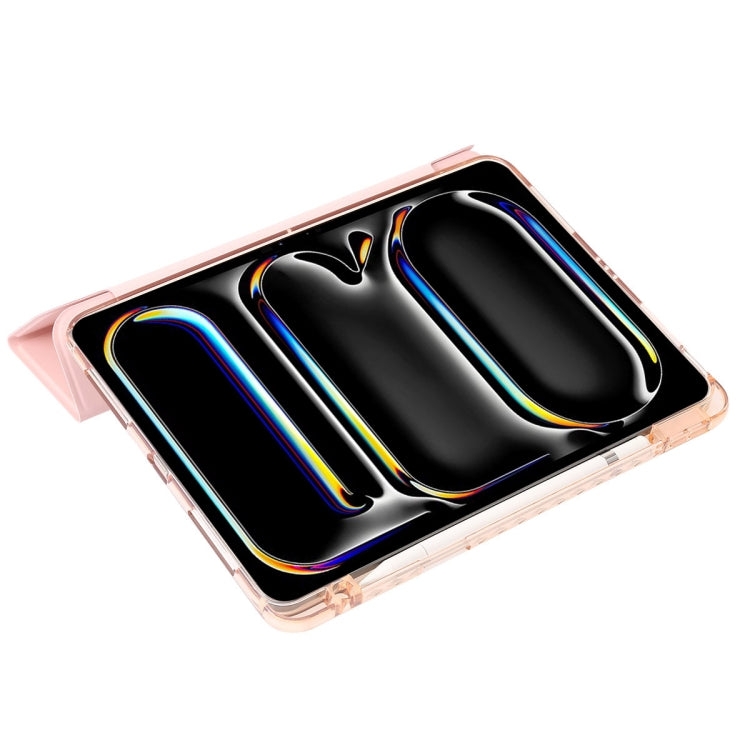 For iPad Pro 11 2024 Clear Acrylic 3-Fold Leather Tablet Case(Pink) - iPad Pro 11 2024 Cases by PMC TechLife | Online Shopping South Africa | PMC TechLife | Buy Now Pay Later Mobicred