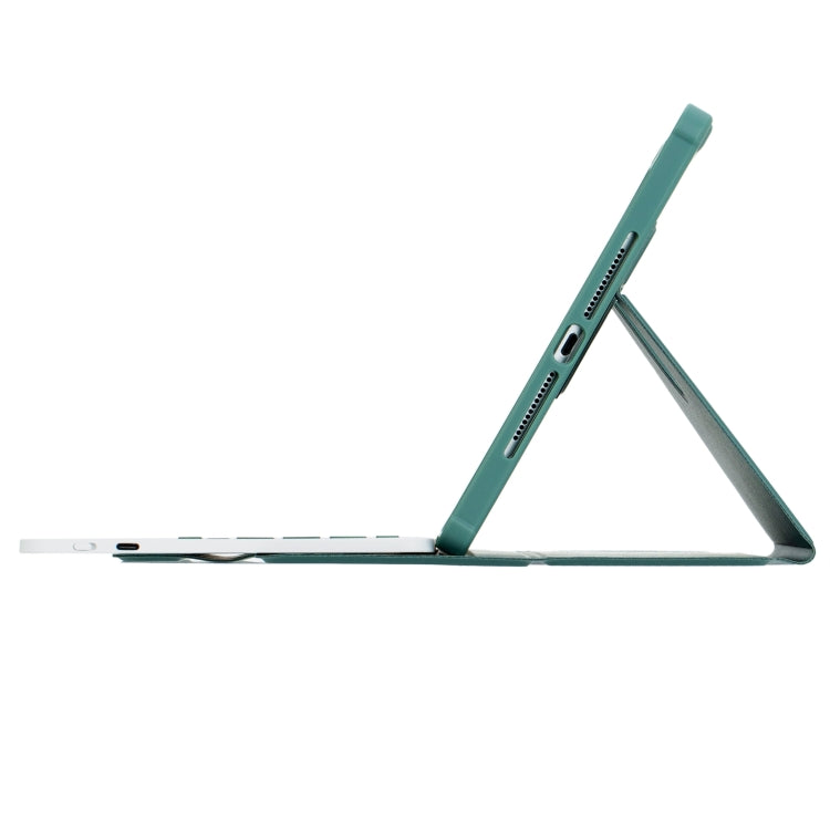 For iPad 10th Gen 10.9 2022 F10B-AS 360 Rotation Acrylic Transparent Bluetooth Keyboard Leather Case With Touch Control / Backlight(Green)