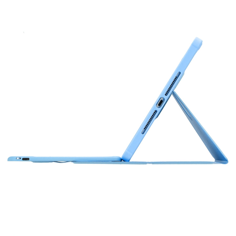 For iPad 10th Gen 10.9 2022 F10BS 360 Rotation Acrylic Transparent Bluetooth Keyboard Leather Case With Backlight(Blue)