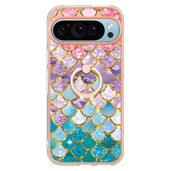 For Google Pixel 9 Pro XL Electroplating IMD TPU Phone Case with Ring(Colorful Scales)