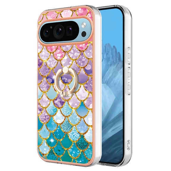 For Google Pixel 9 Pro XL Electroplating IMD TPU Phone Case with Ring(Colorful Scales)