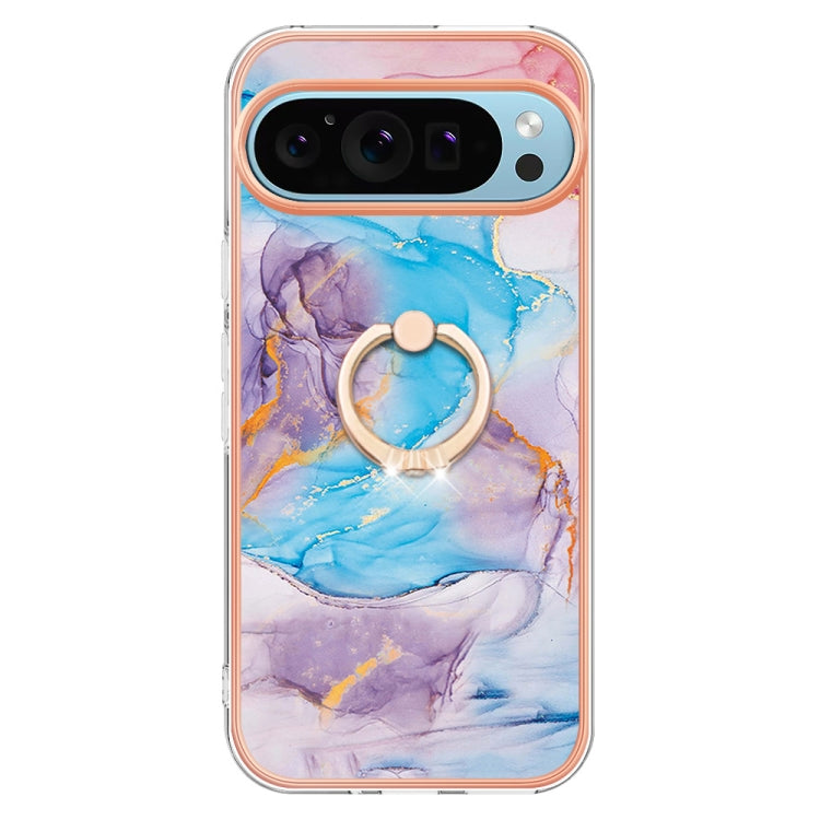 For Google Pixel 9 Pro XL Electroplating IMD TPU Phone Case with Ring(Blue Marble) - Google Cases by PMC TechLife | Online Shopping South Africa | PMC TechLife | Buy Now Pay Later Mobicred