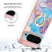 For Google Pixel 9 Pro XL Electroplating IMD TPU Phone Case with Ring(Blue Marble)