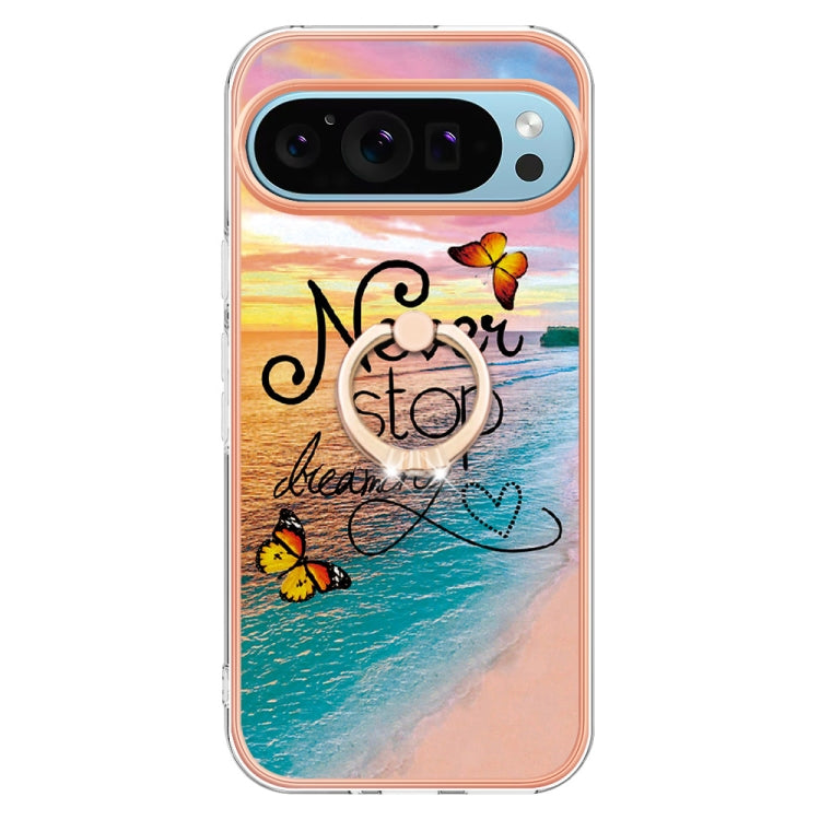 For Google Pixel 9 Pro XL Electroplating IMD TPU Phone Case with Ring(Dream Butterfly)