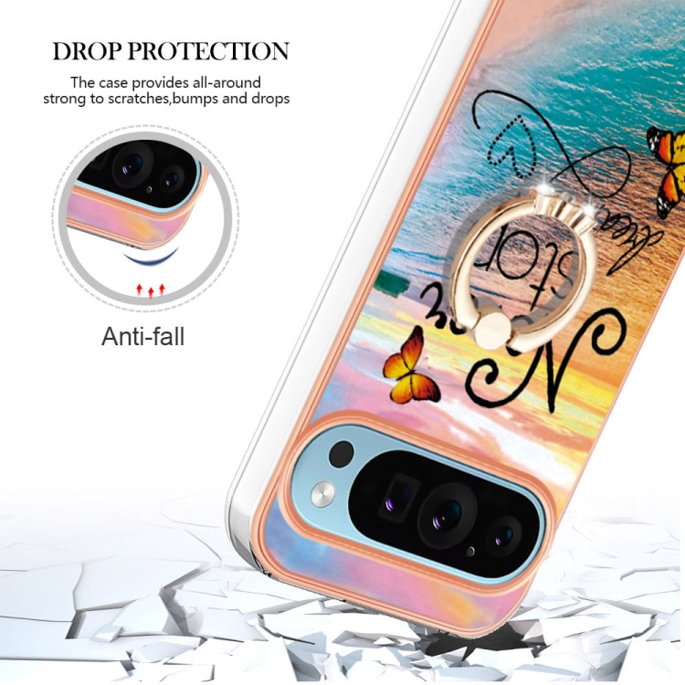 For Google Pixel 9 Pro XL Electroplating IMD TPU Phone Case with Ring(Dream Butterfly)