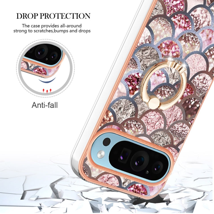 For Google Pixel 9 / 9 Pro Electroplating IMD TPU Phone Case with Ring(Pink Scales) - Google Cases by PMC TechLife | Online Shopping South Africa | PMC TechLife | Buy Now Pay Later Mobicred