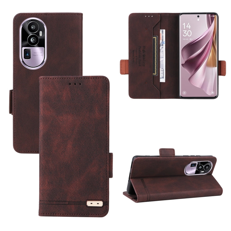 For OPPO Reno10 Pro+ Magnetic Clasp Leather Phone Case(Brown) - OPPO Cases by PMC TechLife | Online Shopping South Africa | PMC TechLife