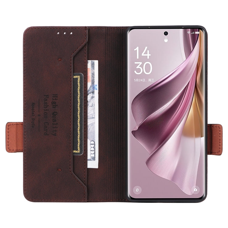 For OPPO Reno10 Pro+ Magnetic Clasp Leather Phone Case(Brown) - OPPO Cases by PMC TechLife | Online Shopping South Africa | PMC TechLife