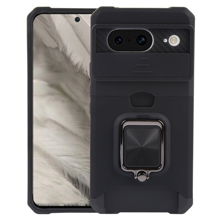 For Google Pixel 8 Camera Shield Card Slot PC+TPU Phone Case(Black) - Google Cases by PMC TechLife | Online Shopping South Africa | PMC TechLife | Buy Now Pay Later Mobicred