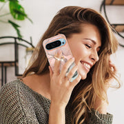 For Google Pixel 9 / 9 Pro Electroplating Marble Dual-side IMD Phone Case with Ring(Rose Gold 015)
