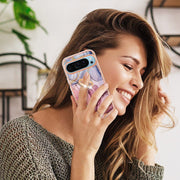 For Google Pixel 9 Pro XL Electroplating Marble Dual-side IMD Phone Case with Ring(Rose Red 014)