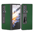 For Honor Magic Vs ABEEL Integrated Black Edge Genuine Leather Mino Phone Case with Holder(Green) - Honor Cases by PMC TechLife | Online Shopping South Africa | PMC TechLife | Buy Now Pay Later Mobicred
