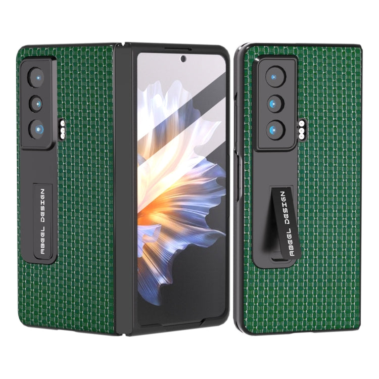 For Honor Magic Vs ABEEL Integrated Genuine Leather Luxury Series Phone Case with Holder(Night Green) - Honor Cases by PMC TechLife | Online Shopping South Africa | PMC TechLife | Buy Now Pay Later Mobicred