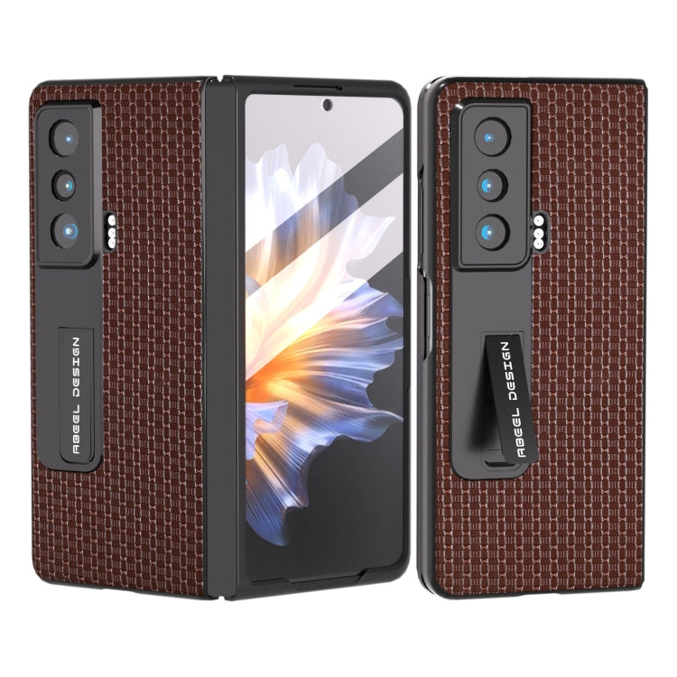 For Honor Magic Vs ABEEL Integrated Genuine Leather Luxury Series Phone Case with Holder(Coffee) - Honor Cases by PMC TechLife | Online Shopping South Africa | PMC TechLife | Buy Now Pay Later Mobicred