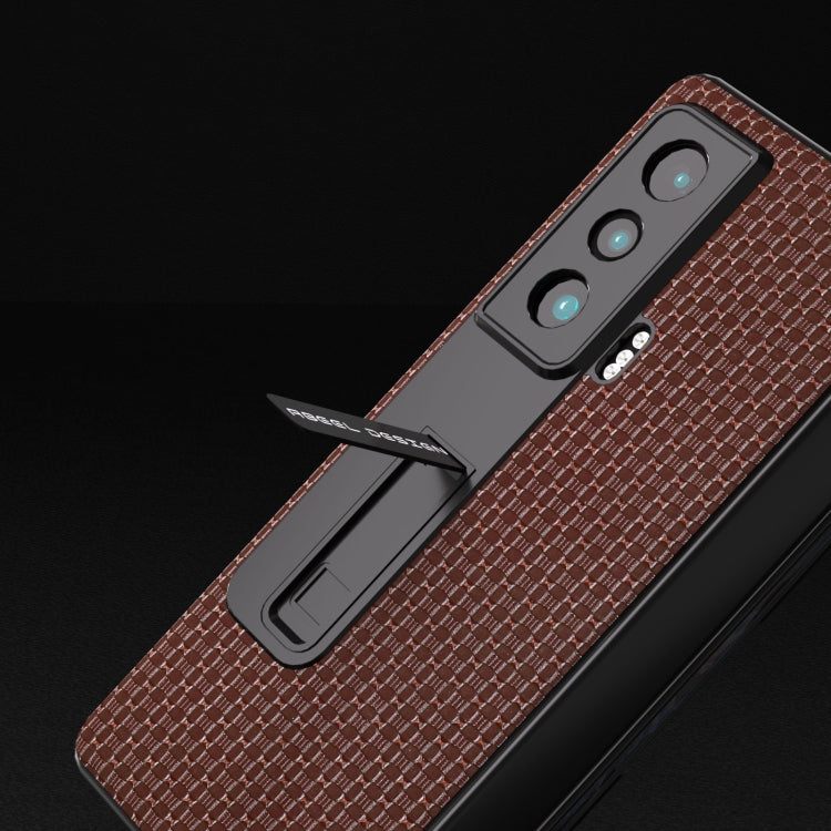 For Honor Magic Vs ABEEL Integrated Genuine Leather Luxury Series Phone Case with Holder(Coffee) - Honor Cases by PMC TechLife | Online Shopping South Africa | PMC TechLife | Buy Now Pay Later Mobicred