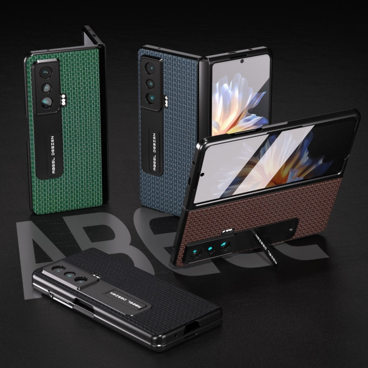 For Honor Magic Vs ABEEL Integrated Genuine Leather Luxury Series Phone Case with Holder(Coffee) - Honor Cases by PMC TechLife | Online Shopping South Africa | PMC TechLife | Buy Now Pay Later Mobicred